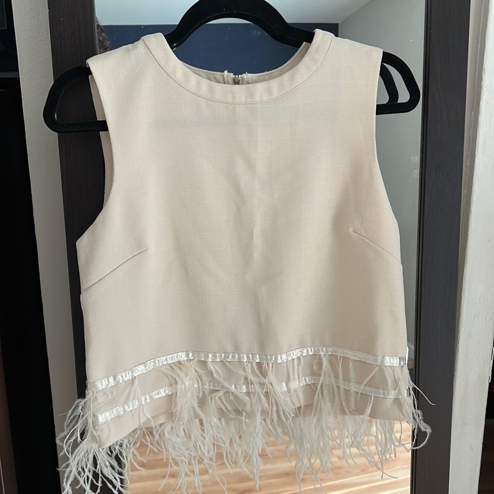 Akira crop top with feathers